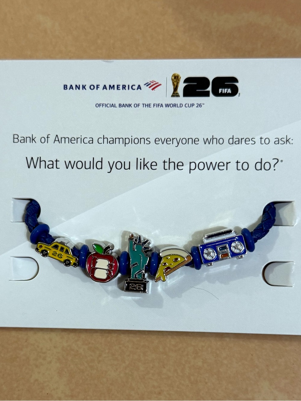 2026 FIFA World Cup New York City Charm Bracelet Fan Band Bank of America NYC